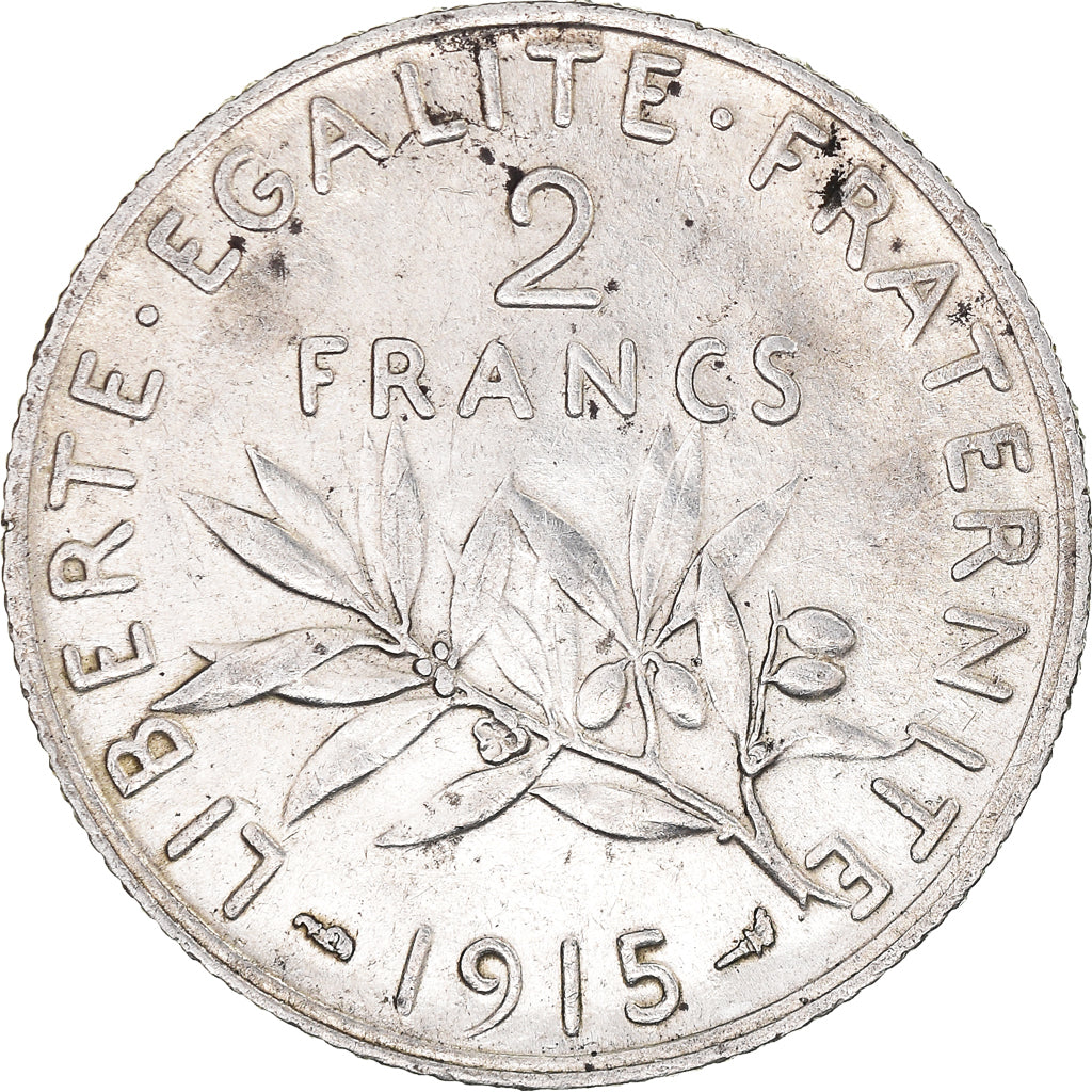 Coin, France, Semeuse, 2 Francs, 1915, Paris, AU(50-53), Silver, KM:845.1
