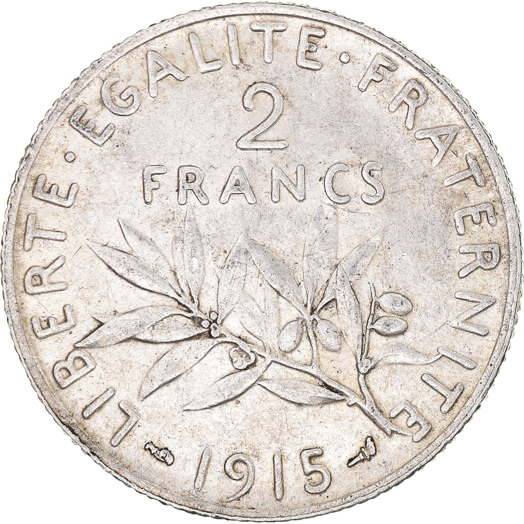 Coin, France, Semeuse, 2 Francs, 1915, Paris, AU(50-53), Silver, KM:845.1