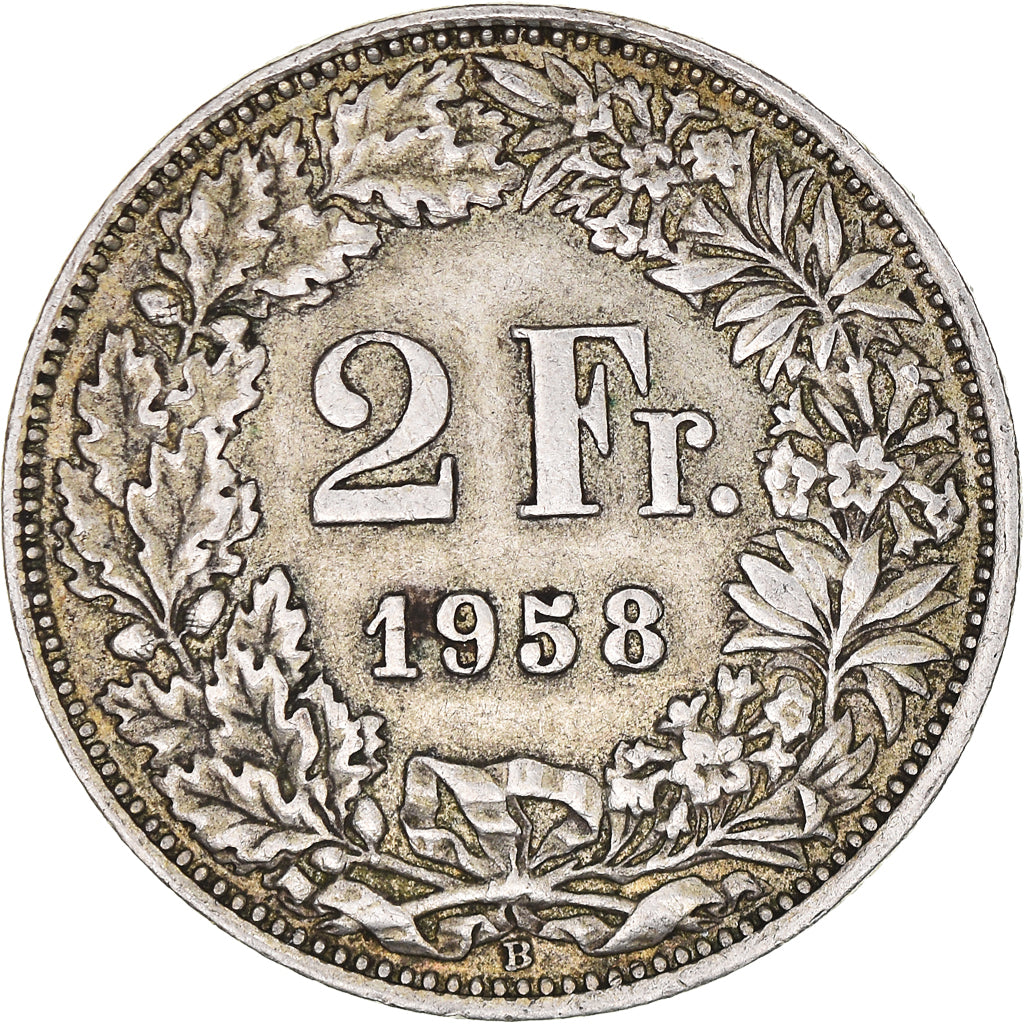 Moneta, Svizzera, 2 Francs, 1958, Bern, BB+, Argento, KM:21
