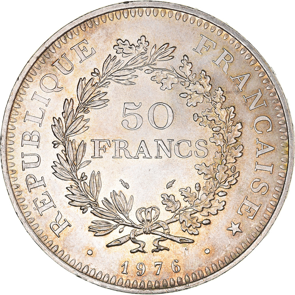 Coin, France, Hercule, 50 Francs, 1976, Paris, MS(64), Silver, KM:941.1