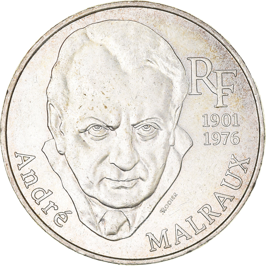 Moneda, Francia, André Malraux, 100 Francs, 1997, MBC+, Plata, KM:1188