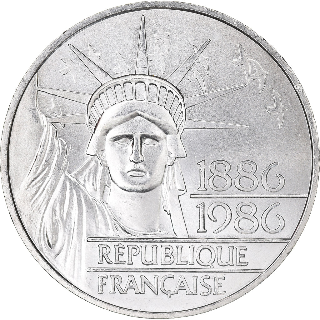 Coin, France, Statue de la Liberté, 100 Francs, 1986, Paris, MS(63), Silver
