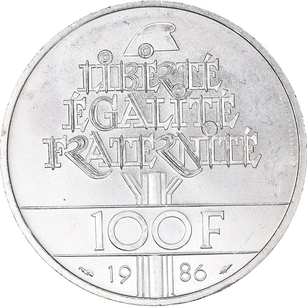 Coin, France, Statue de la Liberté, 100 Francs, 1986, Paris, MS(63), Silver