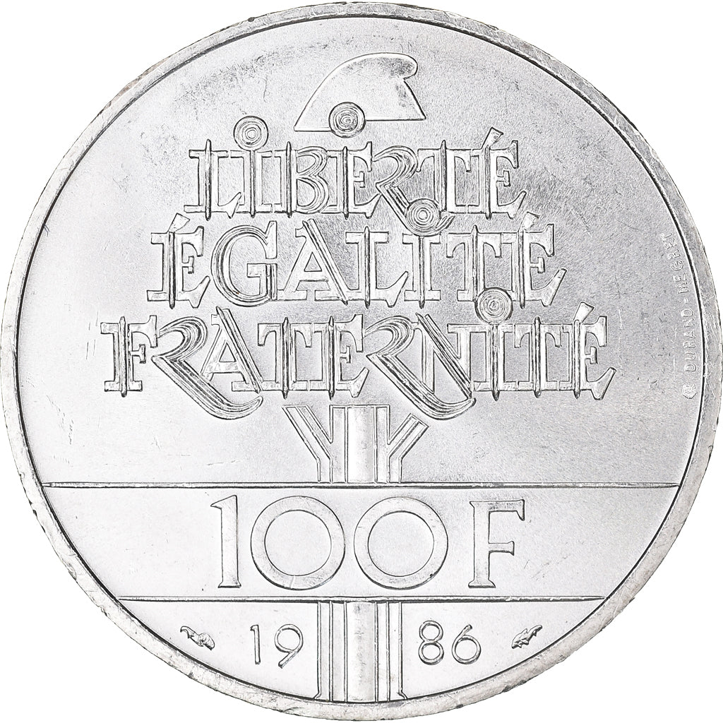 Coin, France, Statue de la Liberté, 100 Francs, 1986, Paris, MS(63), Silver
