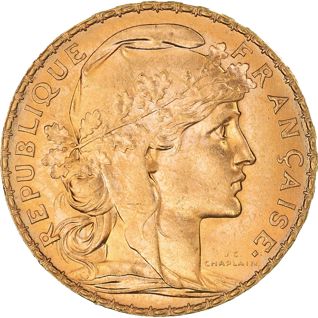 Moneda, Francia, Marianne, 20 Francs, 1910, Paris, FDC, Oro, KM:857