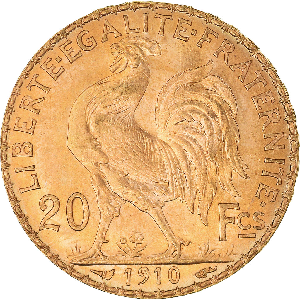 Moneda, Francia, Marianne, 20 Francs, 1910, Paris, FDC, Oro, KM:857