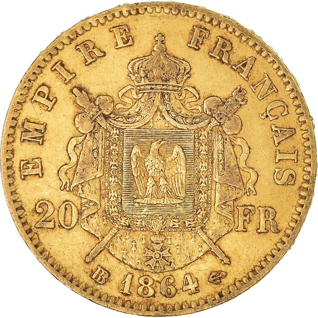 Monnaie, France, Napoleon III, Napoléon III, Grand BB, 20 Francs, 1864