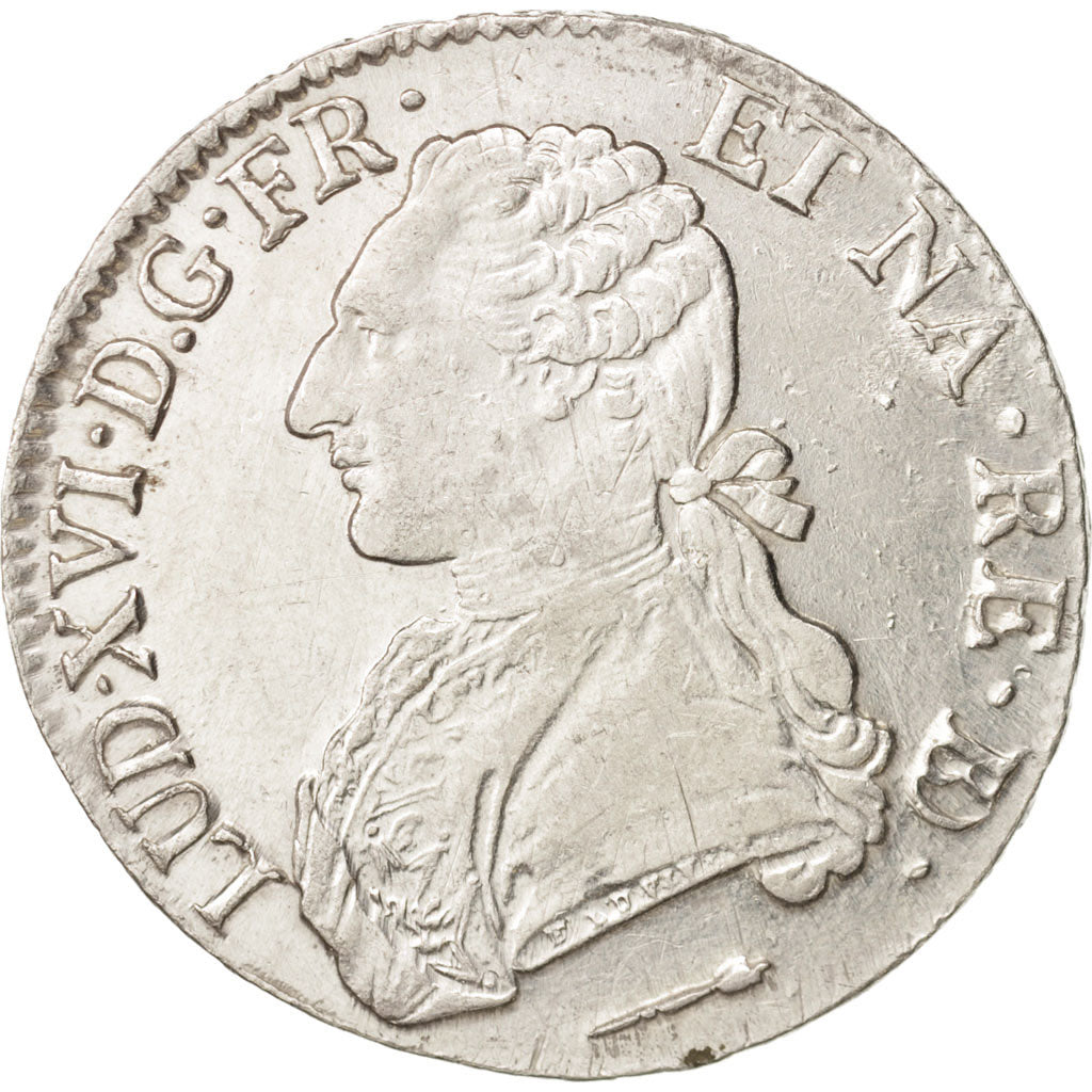 France, Louis XVI, Écu de Béarn aux branches d'olivier, 1786,Pau,EF(40-45),KM572