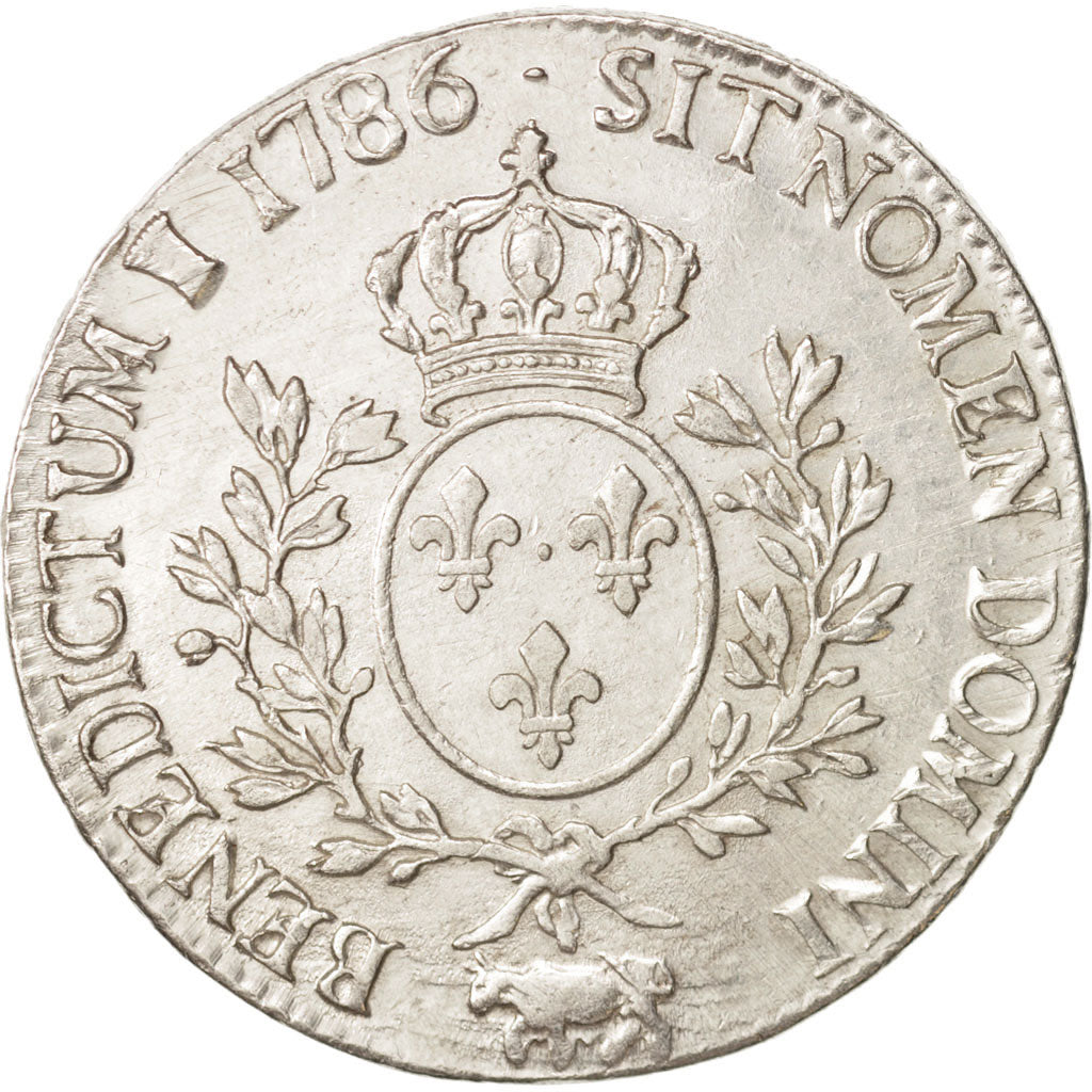 France, Louis XVI, Écu de Béarn aux branches d'olivier, 1786,Pau,EF(40-45),KM572