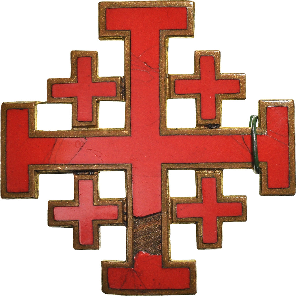 France, Broche, Croix de Jérusalem, TTB+, Bronze émaillé