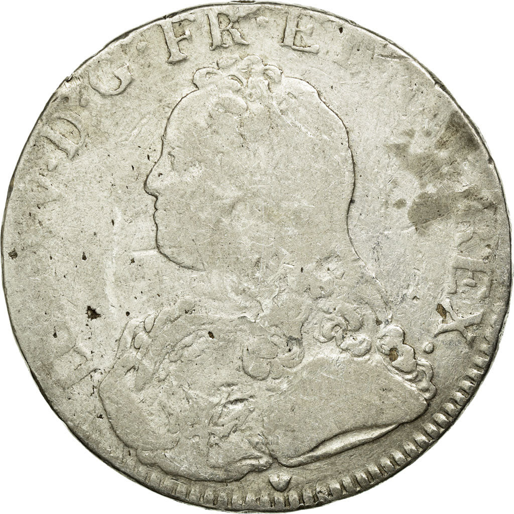 Coin, France, Louis XV, Écu aux branches d'olivier, Ecu, 1735, Aix, VG(8-10)
