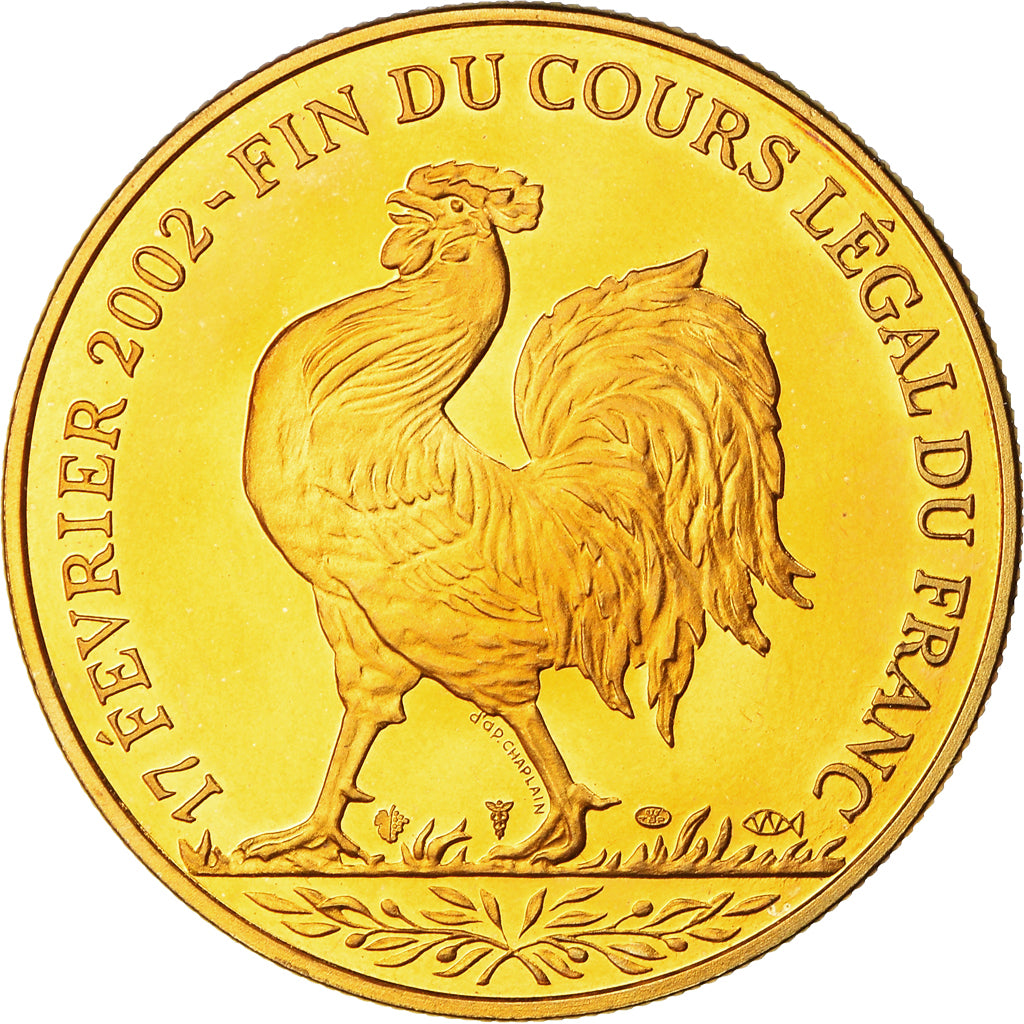 França, Medal, Coq, Fin du Cours Légal du Franc, Politics, MS(65-70)