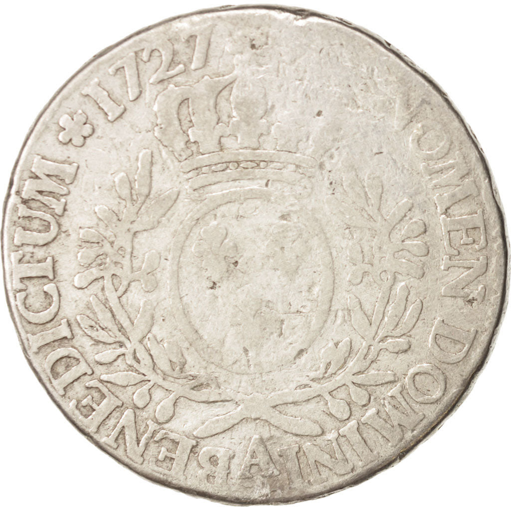 France, Louis XV, Écu aux branches d'olivier, 1727, Paris, VG(8-10), KM 486.1