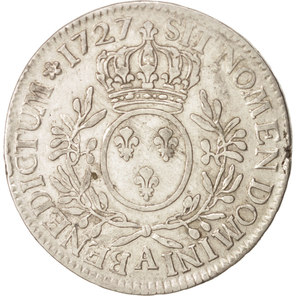 France, Louis XV, Écu aux branches d'olivier, 1727, Paris, F(12-15), KM 486.1