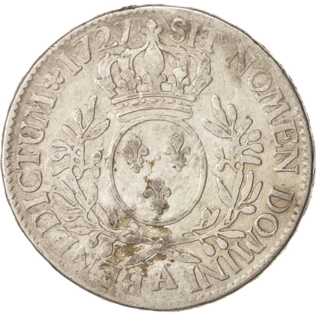 France, Louis XV, Écu aux branches d'olivier, 1727, Paris, F(12-15), KM 486.1