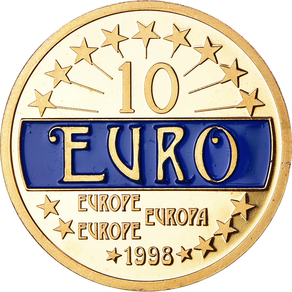 Francia, medalla, 10 Euro, Europa, Politics, 1998, SC+, Copper Gilt