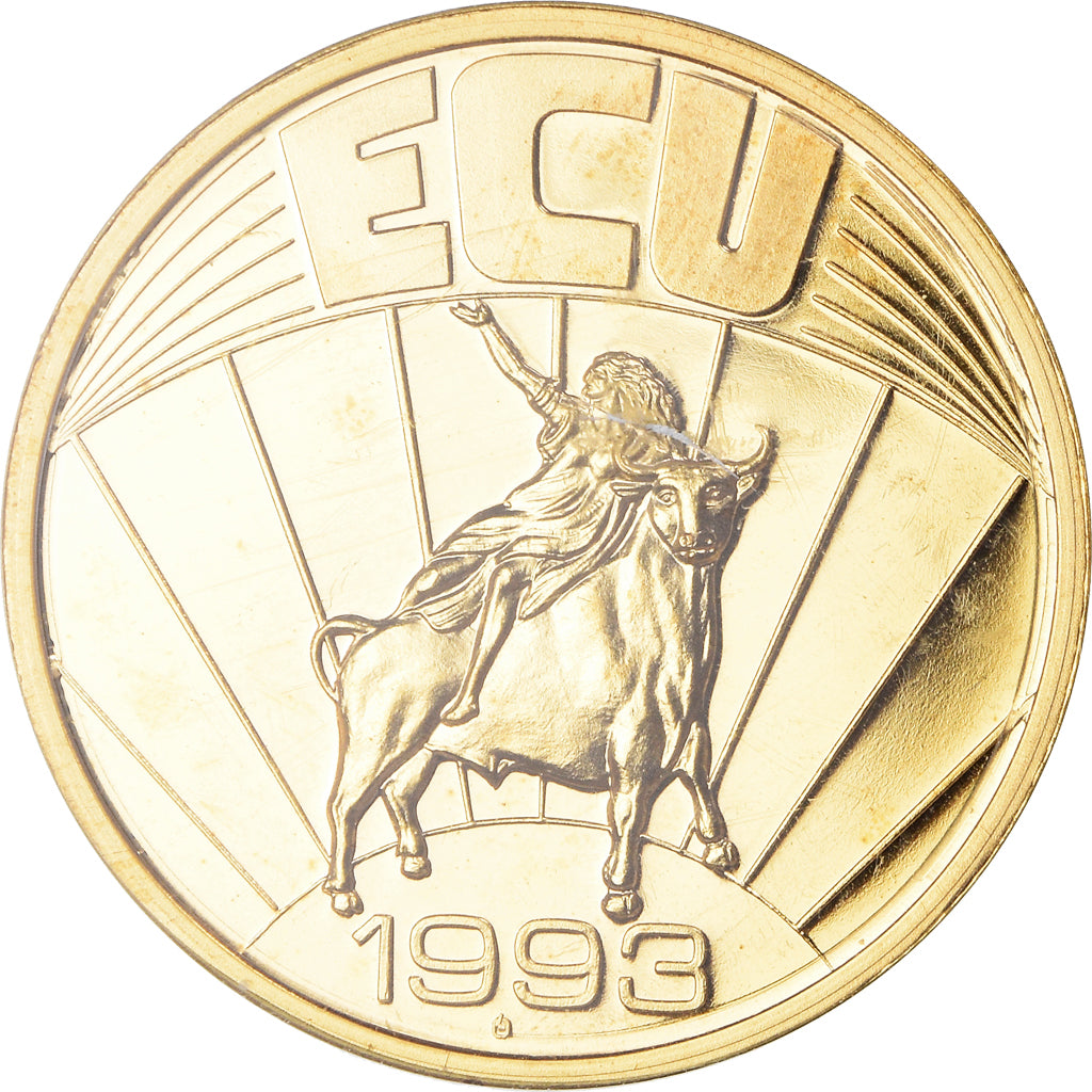 Frankrijk, Medaille, Ecu Europa, Marianne, Politics, 1993, UNC, Copper Gilt