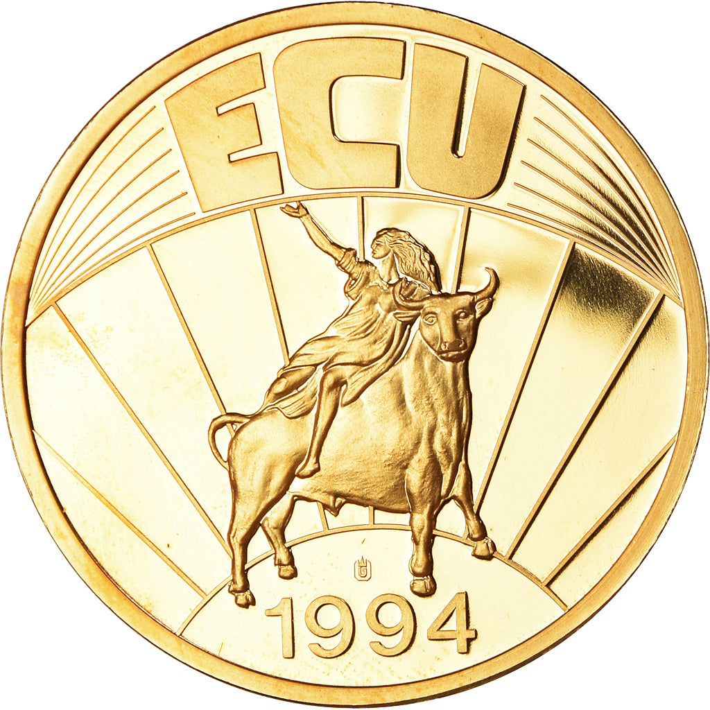 France, Medal, Ecu Europa, Politics, 1994, MS(64), Copper Gilt