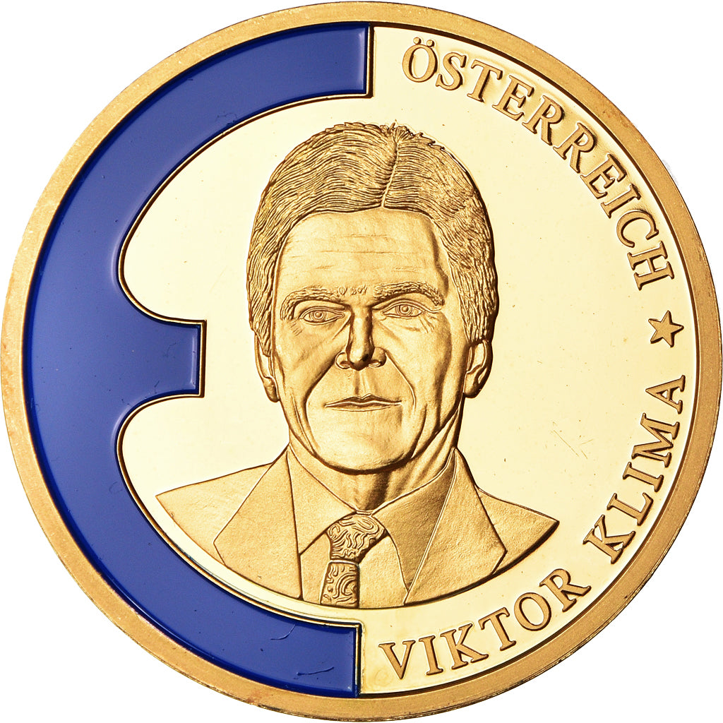 France, Medal, Europe, Viktor Klima, Politics, 1998, MS(64), Copper Gilt