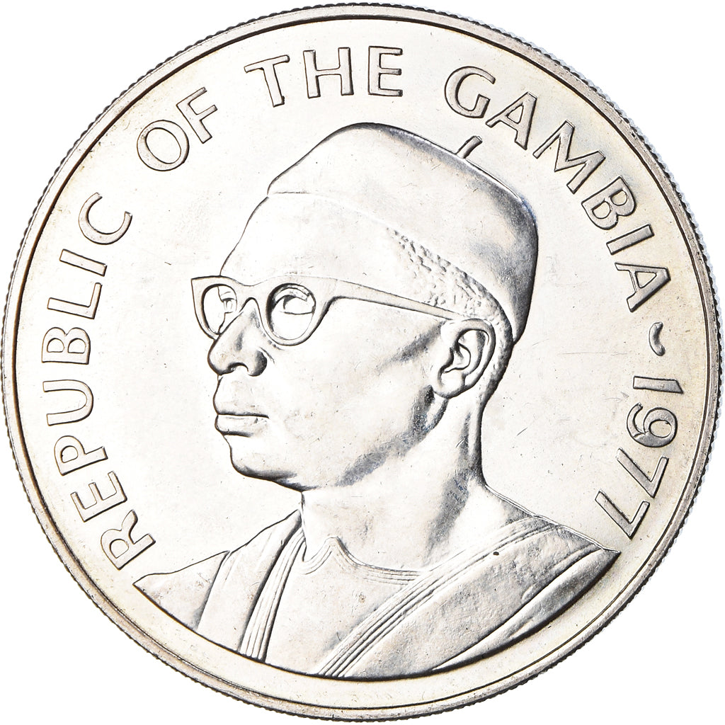 Coin, GAMBIA, THE, 40 Dalasis, 1977, AU(55-58), Silver, KM:18