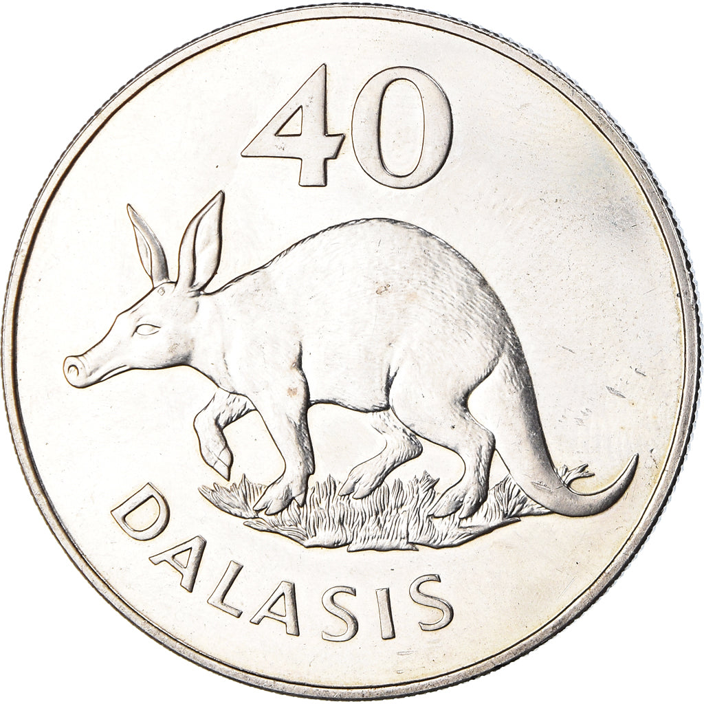 Coin, GAMBIA, THE, 40 Dalasis, 1977, AU(55-58), Silver, KM:18