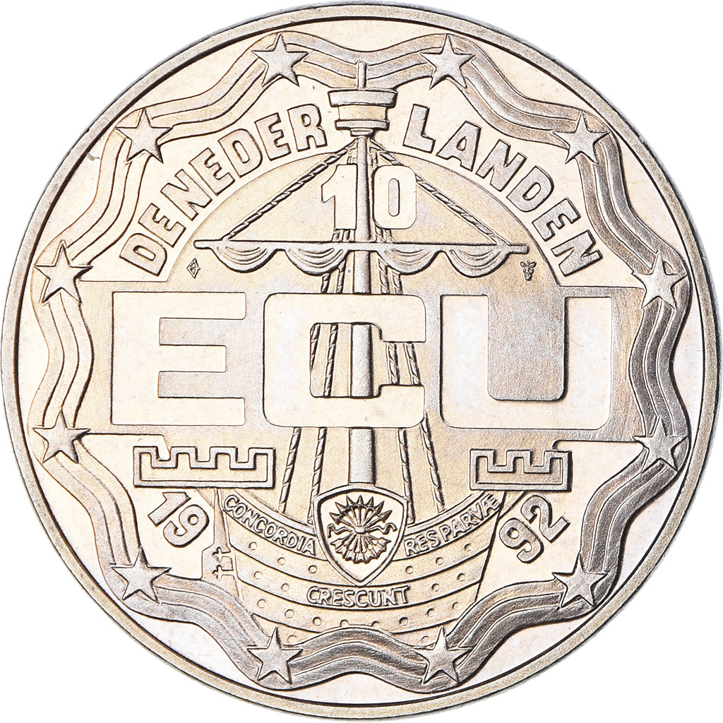 Coin, Netherlands, 10 Ecu, 1992, Utrecht, AU(55-58), Nickel