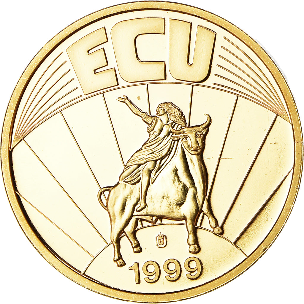 France, Medal, Ecu Europa, Politics, 1999, MS(64), Copper Gilt