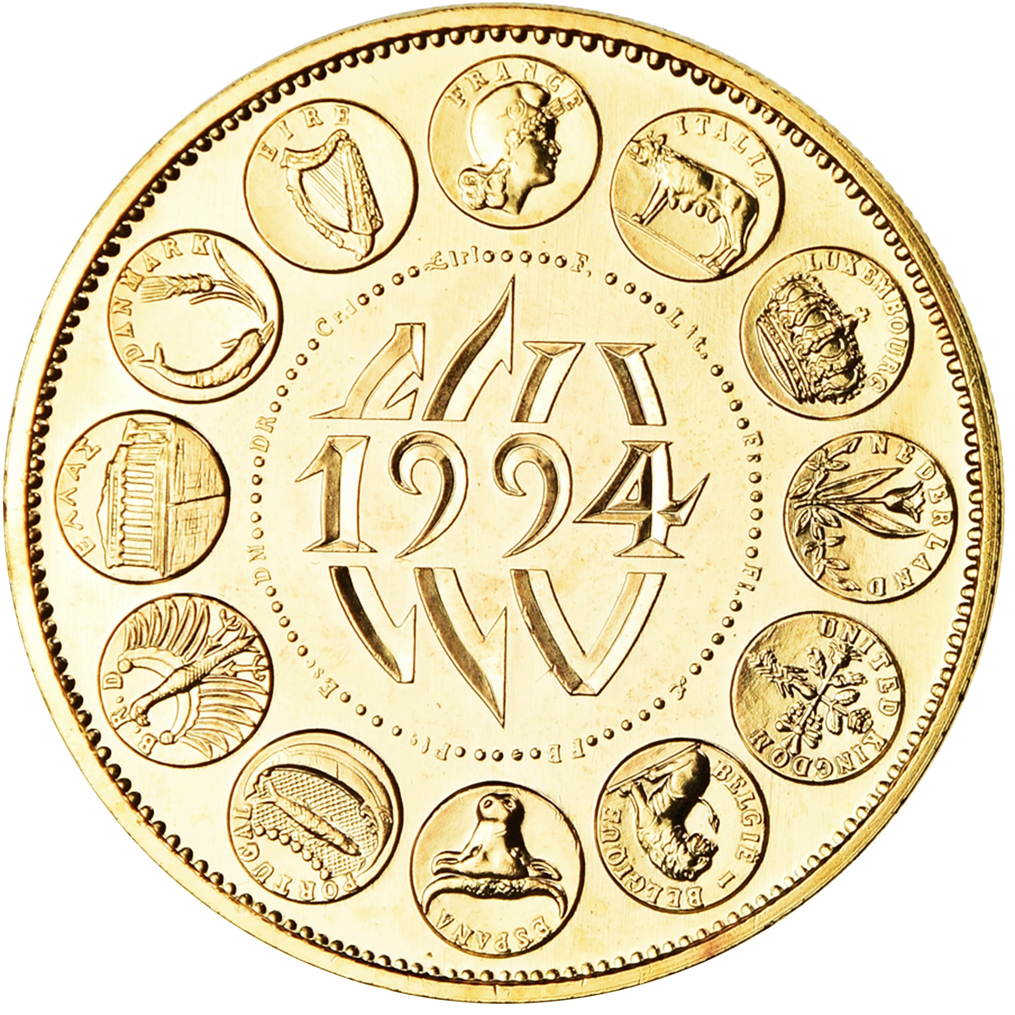Frankrijk, Medaille, Ecu Europa, Marianne, Politics, 1994, Rodier, FDC