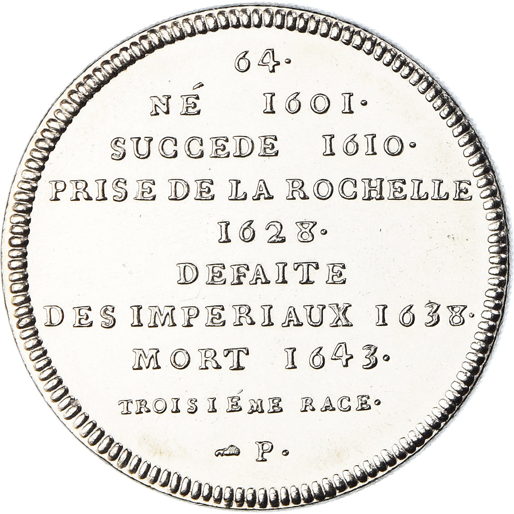 France, Medal, Les rois de France, Louis XIII, History, MS(65-70), Nickel
