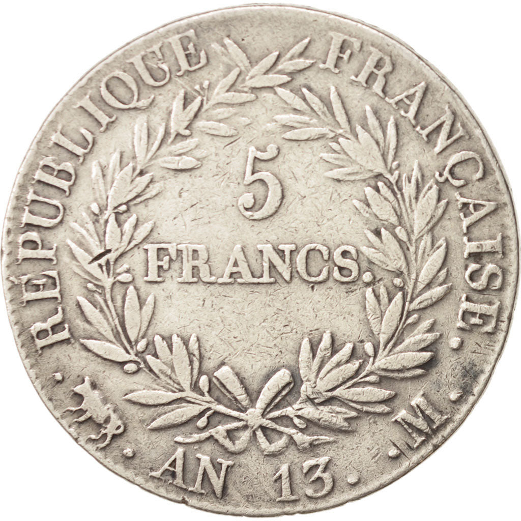 France, Napoléon I, 5 Francs, 1805, Toulouse, TB, Argent, KM:662.10, Gadoury 580
