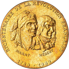 France, Medal, Révolution Française, Marat / Hébert, MDP, MS(63), Copper Gilt