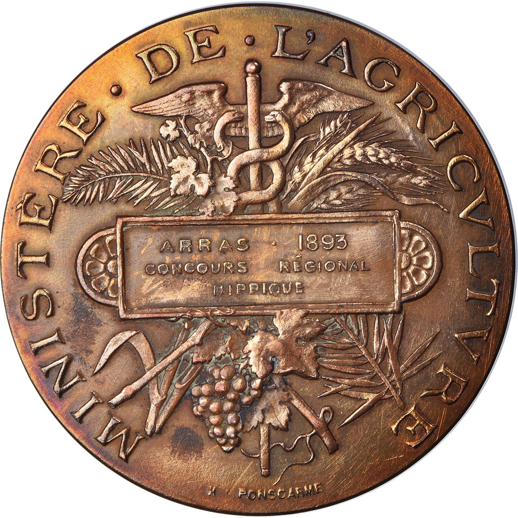 França, Medal, Concours Régional Hippique, Arras, 1893, Ponscarme, AU(50-53)