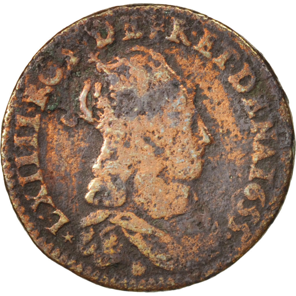 France, Louis XIV, Liard, 1655, Meung Sur Loire, KM 192.6, Gadoury 80
