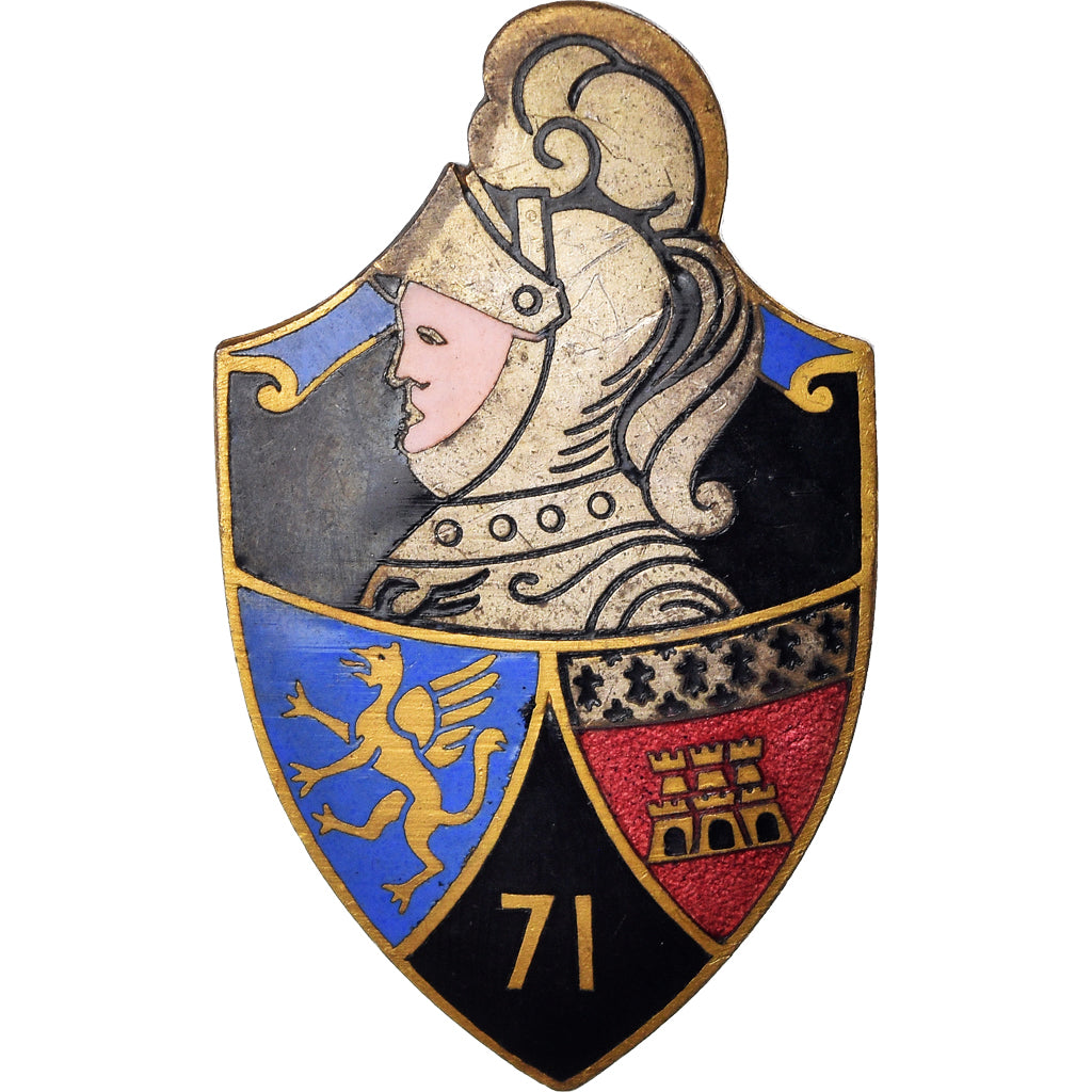 France, Insigne, 71ème Régiment d'Infanterie, Military, Emaillée, SUP, Laiton