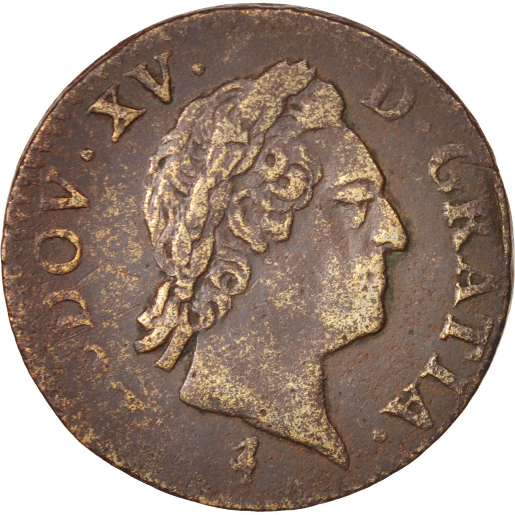 Louis XV, 1/2 Sol, 1772, Paris, VF(20-25), Cuivre, Gadoury:275