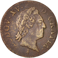 Louis XV, 1/2 Sol, 1772, Paris, VF(20-25), Cuivre, Gadoury:275