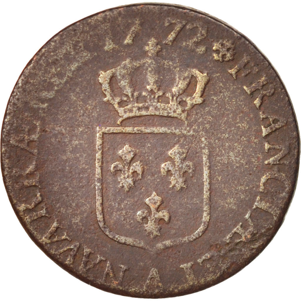 Louis XV, 1/2 Sol, 1772, Paris, VF(20-25), Cuivre, Gadoury:275