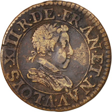 France, Louis XIII, Double tournois, buste juvénile, 1620,Paris,KM 61.1,Gadoury8