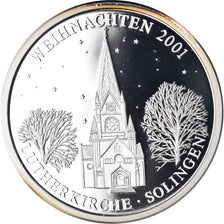 Alemania, medalla, Weihnachten, Lutherkirche Solingen, 2001, FDC, Plata