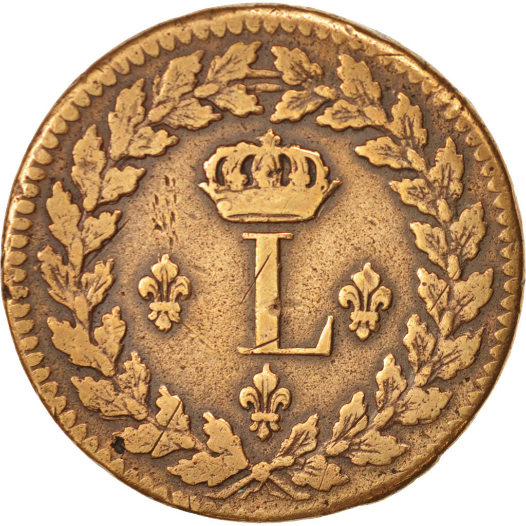 Louis XVIII, 1 Décime, 1815, Strasbourg, TB, Bronze, Gadoury:196b