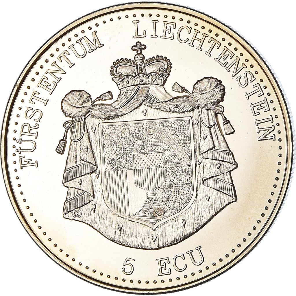 Liechtenstein, Jeton, 5 Ecu, 1993, Schloss Gutenberg, FDC, Cupro-nickel