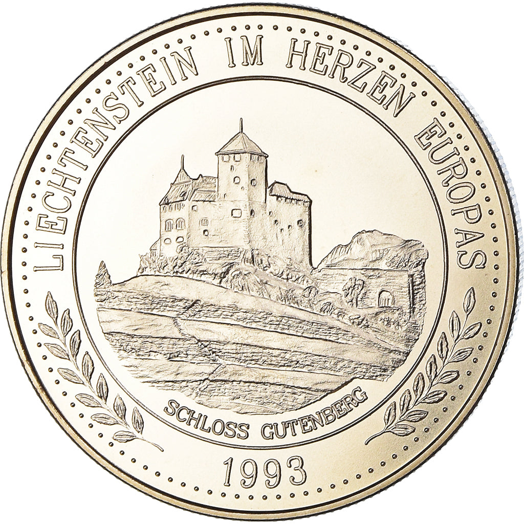 Liechtenstein, Token, 5 Ecu, 1993, Schloss Gutenberg, MS(65-70), Copper-nickel