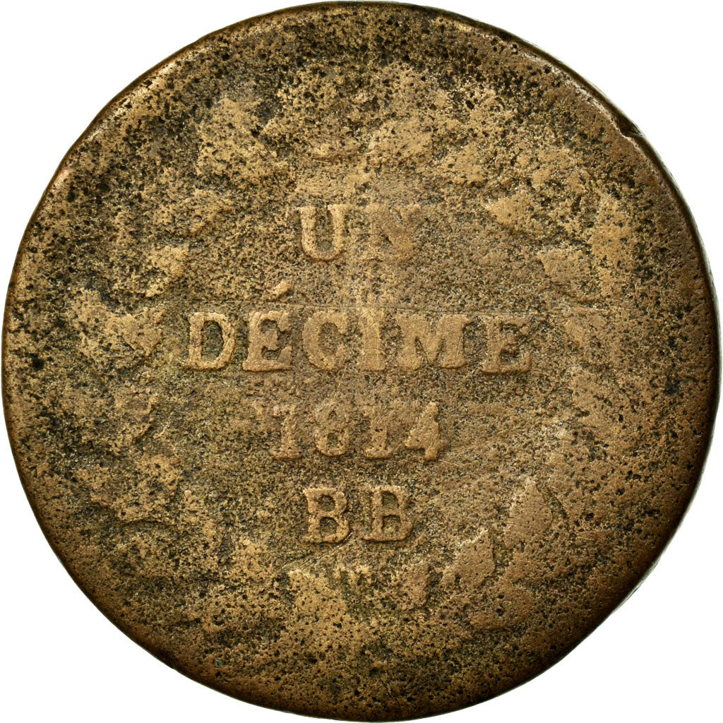 Moneta, Francia, Louis XVIII, Louis XVIII, 1 Décime, 1814, Strasbourg, B