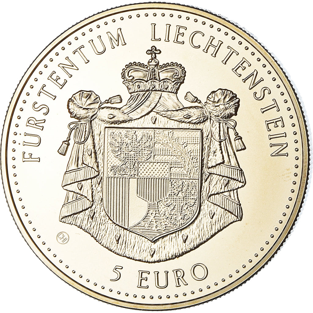 Liechtenstein, 5 Euro, 1996, St.Florin Kirche Vaduz, STGL, Kupfer-Nickel