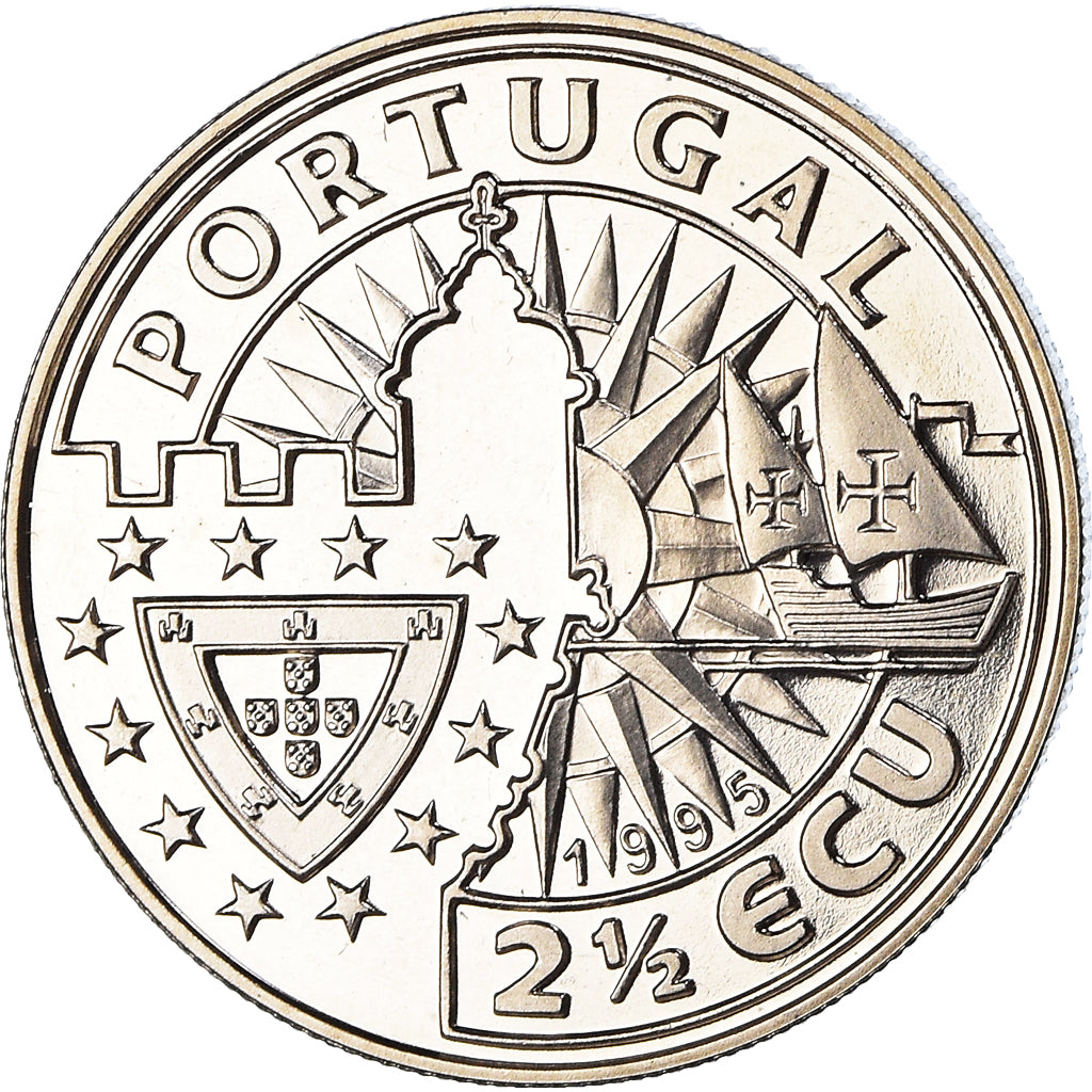 Portugal, 2-1/2 ECU, Vasco de Gama, 1995, MS(65-70), Copper-nickel