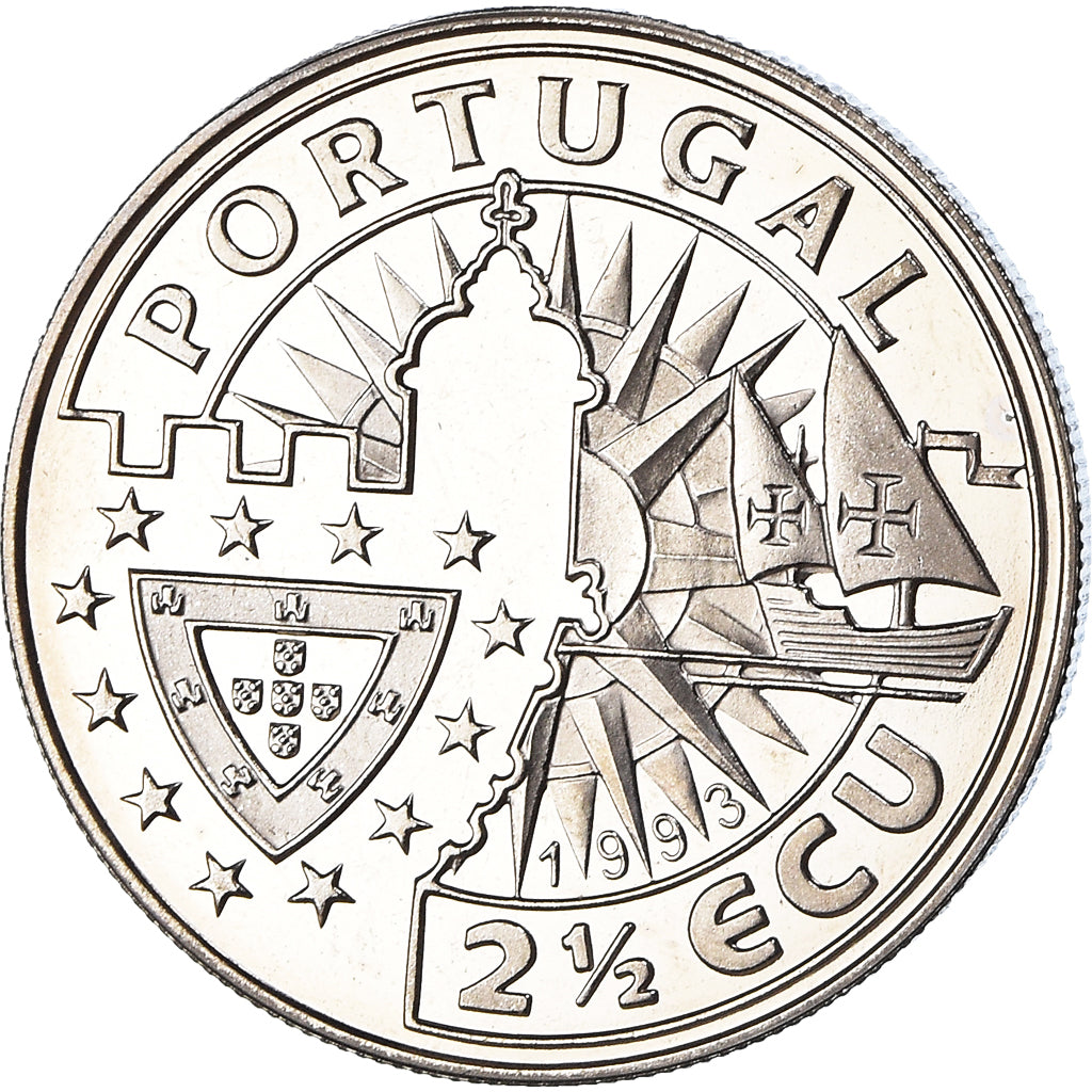 Portugal, 2-1/2 ECU, Bartolomeu Dias, Shipping, 1993, STGL, Kupfer-Nickel