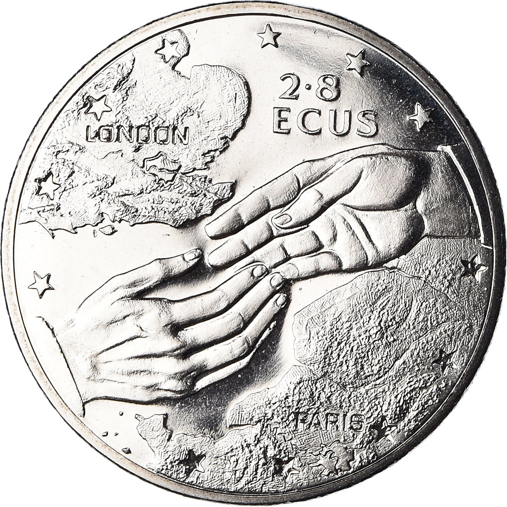 Coin, Gibraltar, Eurotunnel, 2.8 Ecus, 1994, MS(64), Copper-nickel