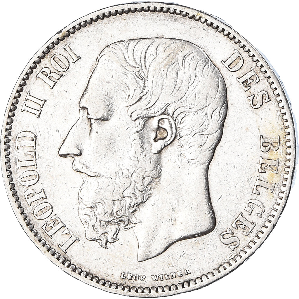 Moneta, Belgia, Leopold II, 5 Francs, 5 Frank, 1867, EF(40-45), Srebro, KM:24