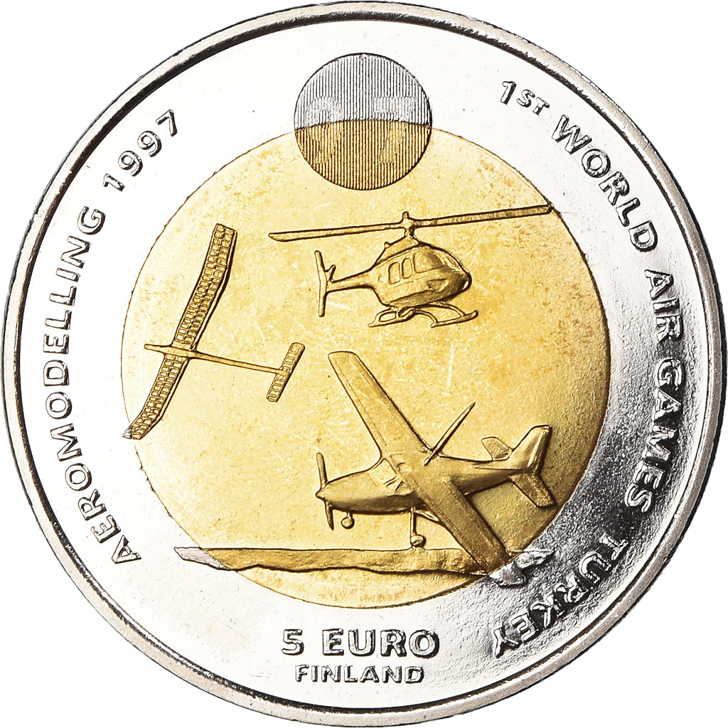 Finlandia, 5 Euro, Skysurfing, 1er World Air Games Turkey, 1997, MS(65-70)