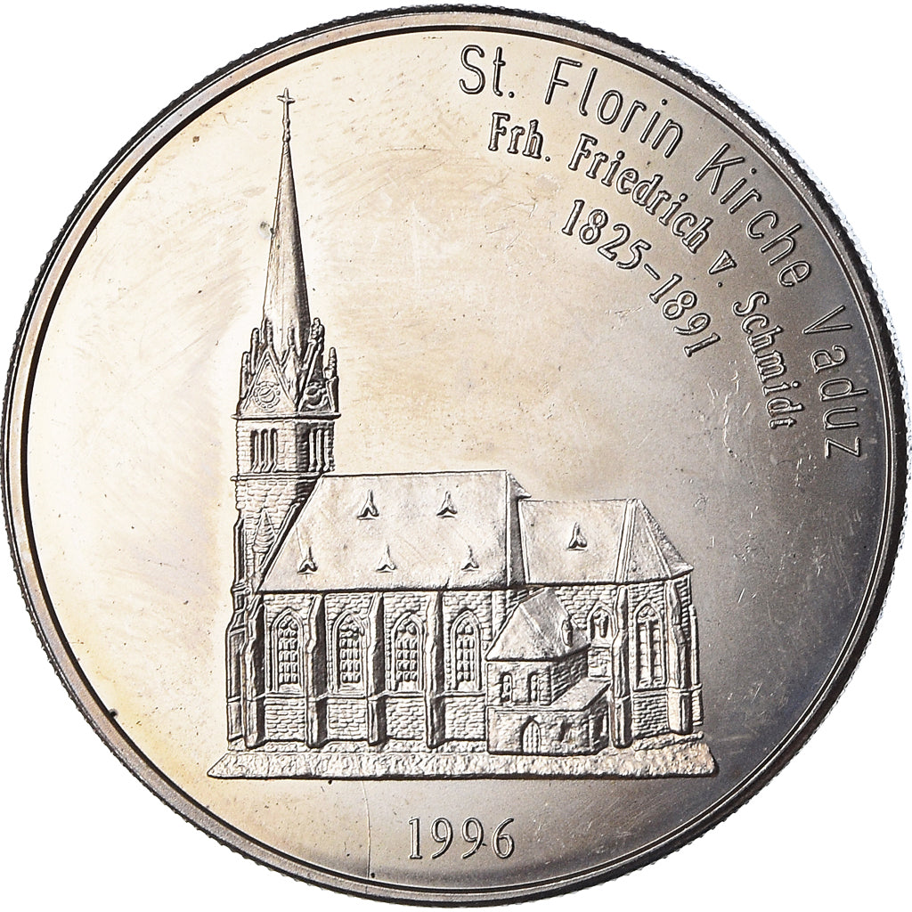 Liechtenstein, 5 Euro, 1996, St.Florin Kirche Vaduz, UNZ, Kupfer-Nickel